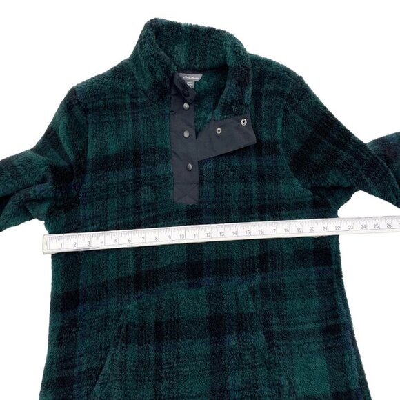 Eddie Bauer Green Tartan Plaid 1/4 Collar Fleece Pullover Sweater Jacket Men's L - Picture 4 of 7